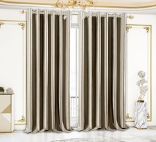 Thermal Thick Blackout Curtains Ready Made Eyelet Ring Top Curtain Pair Tiebacks