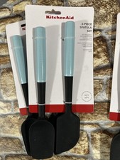 KitchenAid KitchenCraft 2-Piece Silicone Spatula Scraper Set Aqua Sky CHEAP