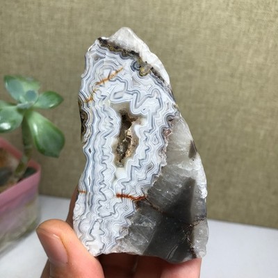 Natural Mexican agate slice Crystal gemstone Polished/rough Specimen 81g A1692