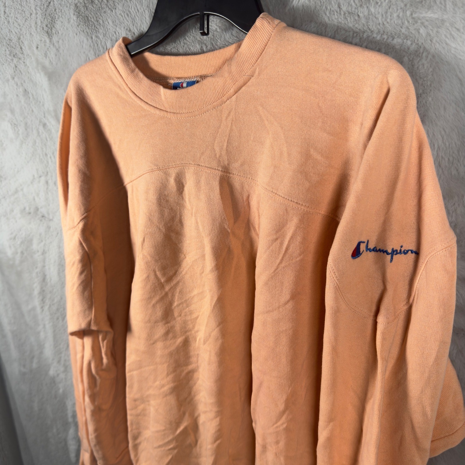 Vintage Champion Sweatshirt Mens Large Peach Orange Crewneck Made in USA 90s
