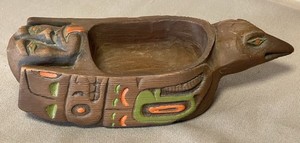 Antique Northwest Coast Carved Reproduction Grease Bowl, Estate Collection