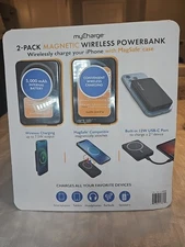 myCharge 5000mAh Magnetic Wireless PowerBank 2 Pack - New