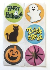 25 Happy Halloween Trick or Treat Stickers Party Favors Teacher Supply Spider