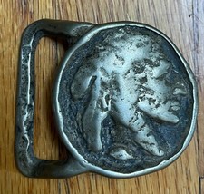ANTIQUE SOLID BRASS BUFFALO INDIAN HEAD NICKEL Native American Face BELT BUCKLE