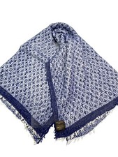 Louis Vuitton Denim Blue Distressed Monogram Silk/Wool Scarf Shawl Large 40 X 27