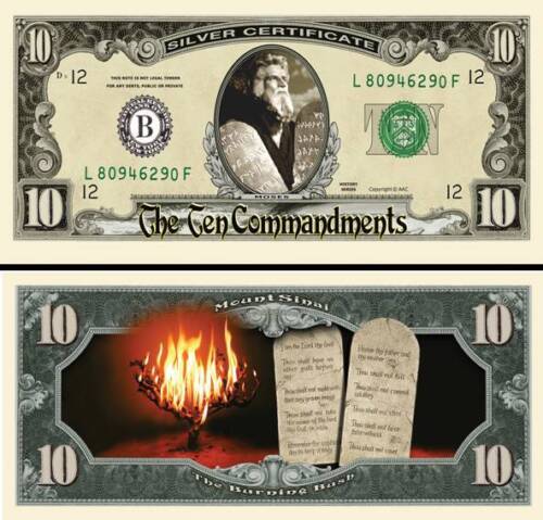 Moses ~ Ten Commandments Million Dollar Bill Collectable Fun Money Novelty Note - 第 1/1 張圖片