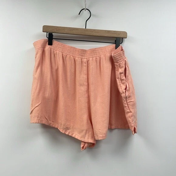 Abercrombie & Fitch Woven High Rise Elastic Waist Pajama Shorts Lounge Pink XL - Image 3 of 4