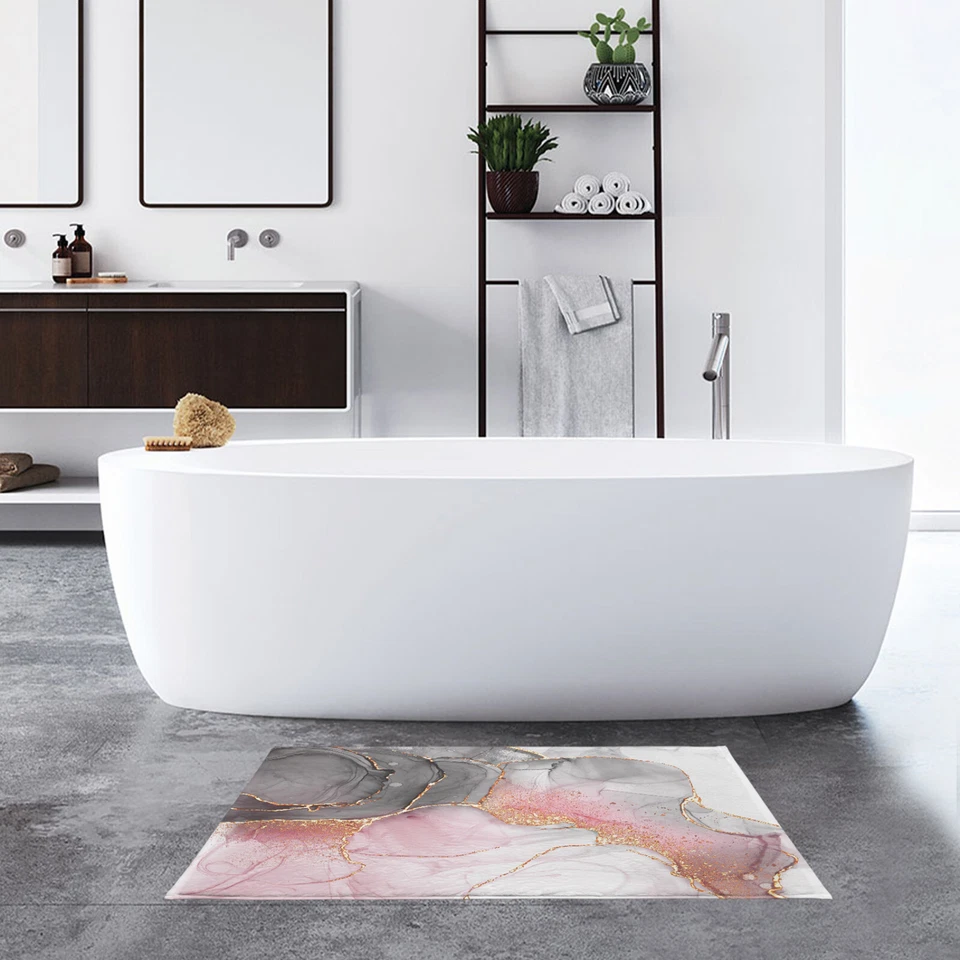 Alfombra de mármol abstracto rosa y gris alfombra de dormitorio alfombras de sala de estar Foto 3 de 4