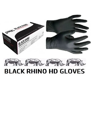 BLACK RHINO 100 HD Nitrile Gloves Strong Heavy Duty -mechanic