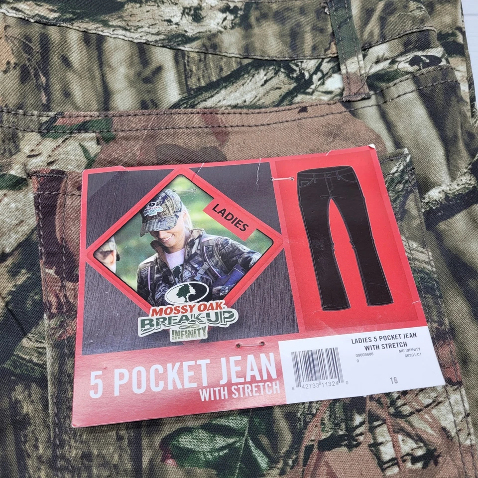 Mossy Oak Camouflage Camo 5 Pocket Jeans Womens Size 16 NWT - Image 3 of 4