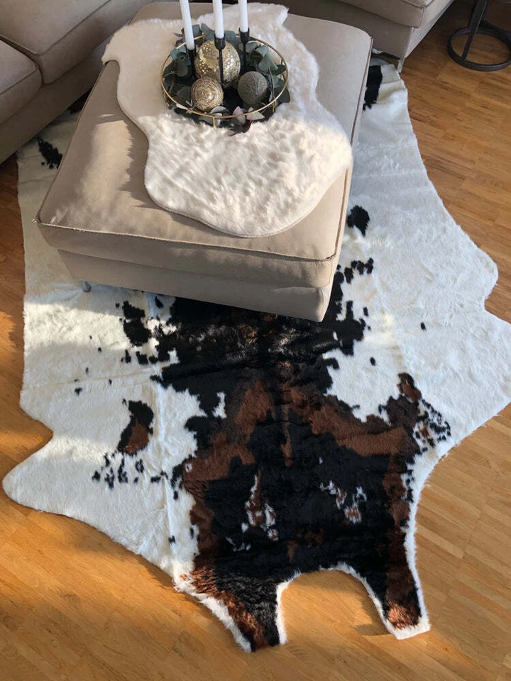Kuhfell Teppich Kunstfell 180x220cm Fellimitat Waschbar - Bild 4 von 4
