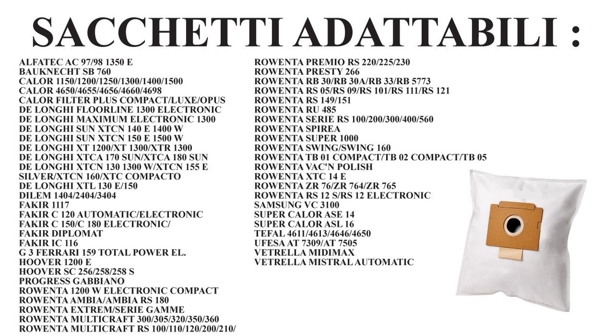 Vhbw 20x Sacchetti Compatibile Con Alfatec Alpha Clean AC 200 - Foto 11