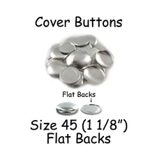 50 Size 45 (1 1/8" - 28mm) Cover Buttons / Fabric Covered Buttons - Flat Back