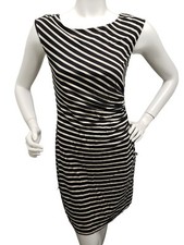 ANN TAYLOR LOFT Dress Black Beige Sleeveless Pencil Mini Stretch Small Petite