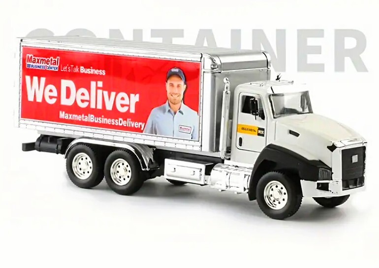 2024 Max Metal Double Axle DELIVERY TRUCK Pull Back Powered Detailed 1:50 Scale