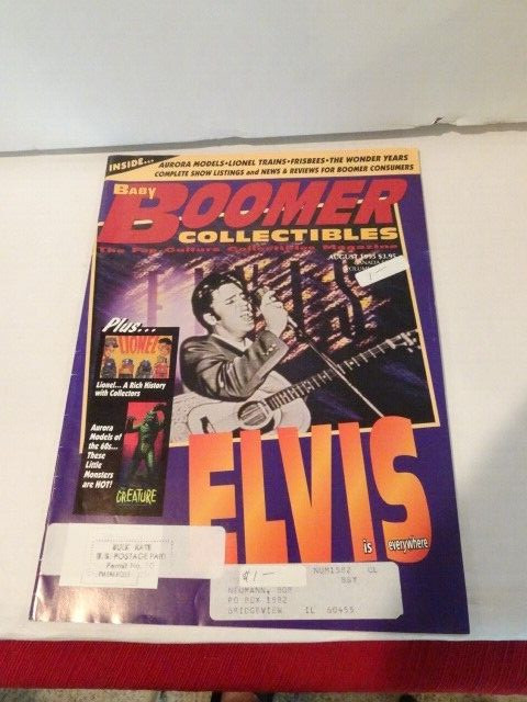 Baby Boomer Collectibles Magazine - Aug. 1995, Elvis, Lionel, Aurora, Frisbees