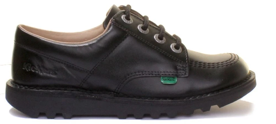 Kickers Kick Start Lace Up Leather School Boy Shoes In Black US 4 - 7 - Image 2 of 4