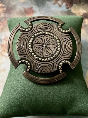 ART DECO C1930 GROSSE ALTE BAKELIT BROSCHE, MARKASITEN, DESIGNER EPOCHE