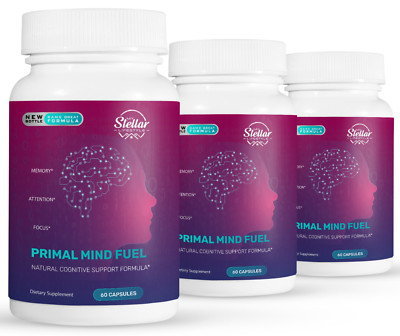 3 Pack Primal Mind Fuel, natural cognitive support helps memory-60 Capsules x3