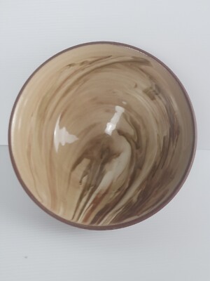 Kenilworth Pottery Chocolate     Swirl Glazed Fruit Candy Kitchen Mixing Bowl 