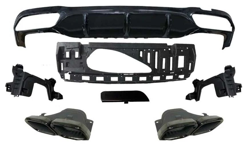 Difusor E63 y puntas silenciadoras negras escape AMG E550 E350 sedán 2017 2018 2019 Foto 2 de 4