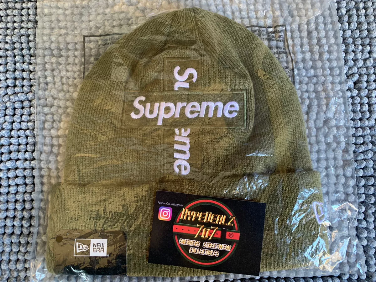 NEW Supreme FW20 / New Era Cross Box Logo Beanie Light Olive Green