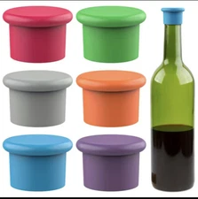Silicone Wine Stoppers, Bottle Stopper, Wine Bottle Cork, Set of 6 Wine Top