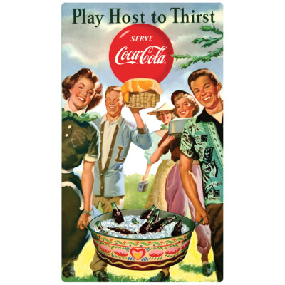 Coca-Cola Play Host to Thirst 1950s Wall Decal Officially Licensed Made In USA