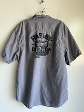 HARLEY DAVIDSON Motorcycles Mechanic Shirt Men's 2XL Gray Button Up