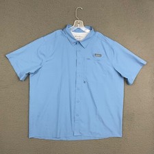 Eddie Bauer Shirt Mens 2XL Blue Button Up Pockets Vented Hiking Nature Outdoor