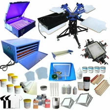 Updated 3 Color 4 Station  Ink Dryer Exposure Stretcher Silk Screen Printing Kit