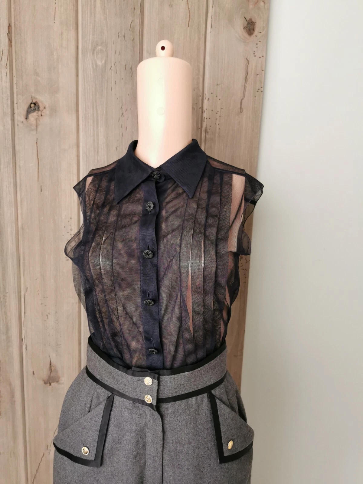 Pantaloni da smoking CHANEL vintage carini in lana taglia S