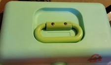 Vintage Caboodles 2602 Teal Makeup Travel Plastic Case with Slide Tray 80's Toys