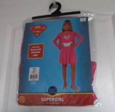 GIRLS SUPERGIRL CHILD COSTUME - DRESS WITH ATTACHED CAPE - SMALL 4-6 - NWT