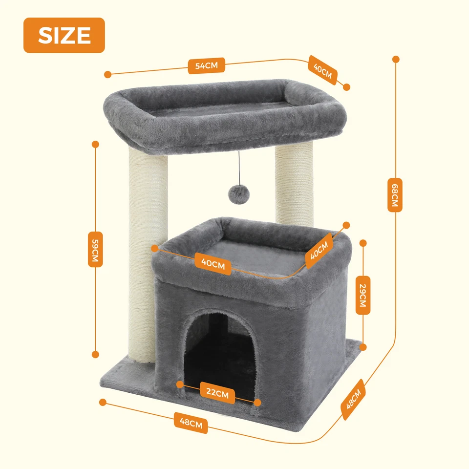 Kratzbaum Katzenbaum Kletterbaum Katzen Katzenkratzbaum Spielbaum Stabil 68 cm - Bild 3 von 4