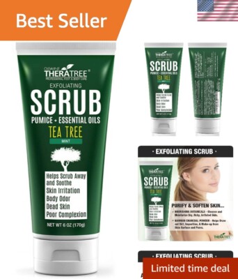 TheraTree Tea Tree Oil Exfoliating Scrub with Charcoal & Pumice for Clear Skin