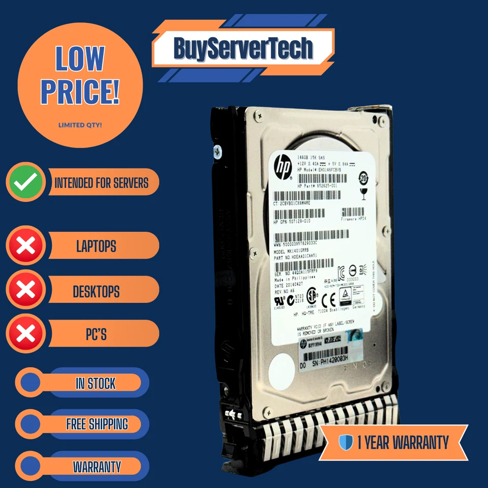 HP 652605-B21/653950-001/652599-002/652625-001-146GB 6G SAS 15K 2.5in G8/G9 - Image 2 of 4