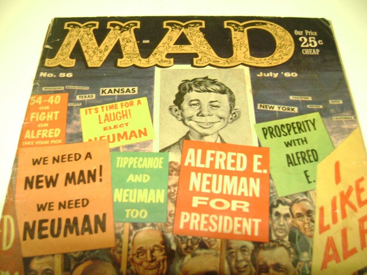 Vintage July 1960 Mad Magazine #56, Alfred E. Newman For President