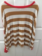 Women Striped Top Long Sleeve Shirt Size Small