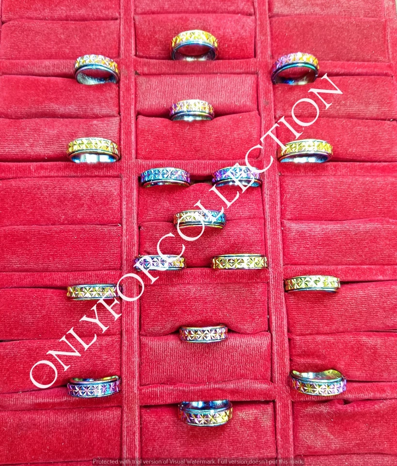 Anti- Anxiety Rainbow Spinner Stainless Steel Band Fashion Wholesale Rings Lot - Image 2 of 3