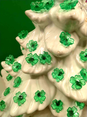 25 Green Shamrock Lights for St Patrick's Ceramic Christmas Tree Bulbs *NEW*