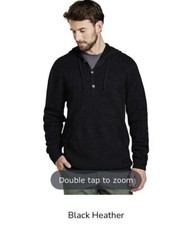 Toad Co Mens Ziggy Hoodie Heather Black Small Merino Wool Long Sleeve Pullover