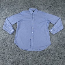 Ralph Lauren Shirt Mens 16.5 Large Blue White Gingham Plaid Classic Fit
