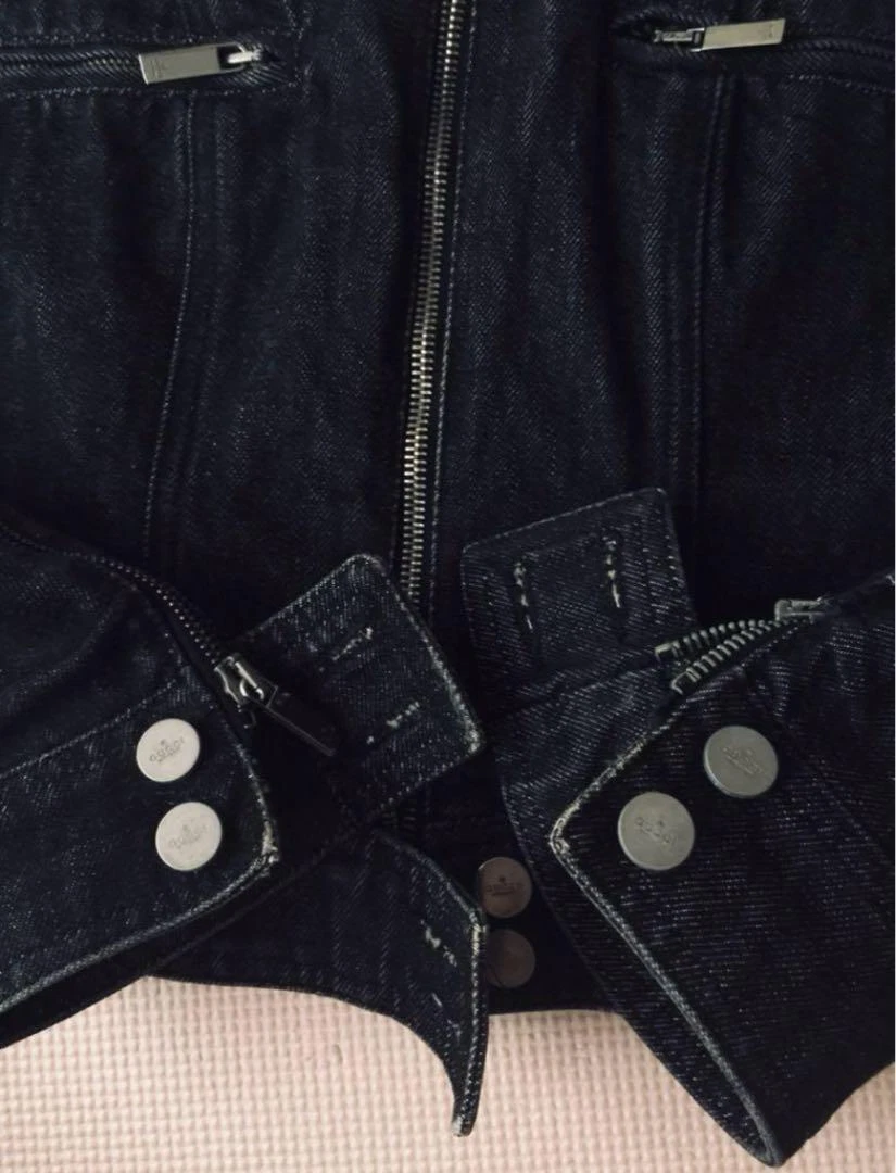 GUCCI Giacca Denim Vintage Nero Riders Donna Taglia 38 Lampo Cerniera Cotone