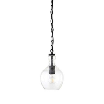 7'' Wide Pendant with Glass Shade in Blackened Bronze/Clear, Pendant, Flush Mo...