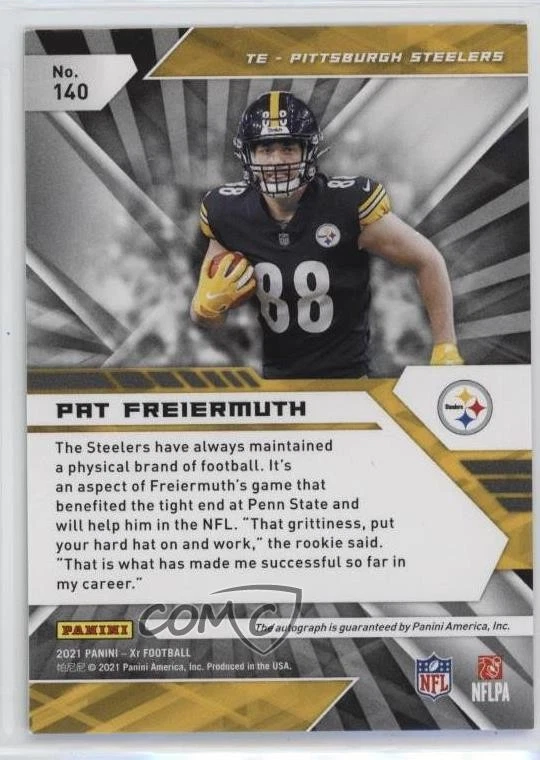 2021 Panini XR Rookies Green Auto /5 Pat Freiermuth #140 Rookie Auto RC - Image 2 of 2