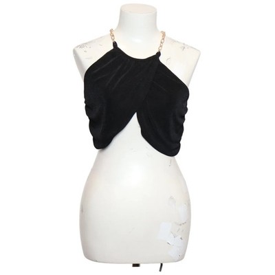Neckholder Top, Größe: M, Schwarz/Gold, Damen #vkW
