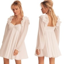 BHLDN Anthropologie Chiffon Cloud Dress, Womens S Blush Baby Doll Midi, Feminine