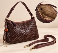 Made in Italy Damen Handtasche Flechtoptik Schulter/ UmhäNgetasche Kunstleder