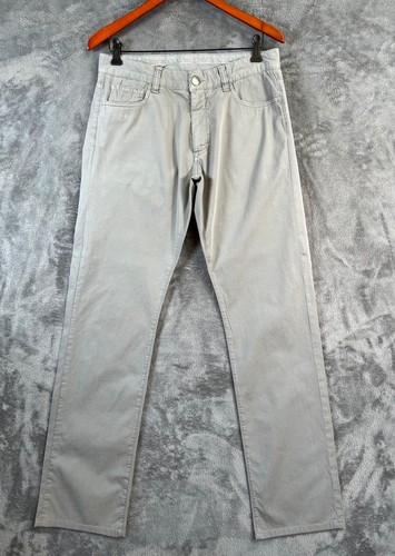 Canali, CANALI Chino Pants Mens 29x32 Gray Stretch Flat Front Made In Italy